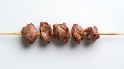 Skewered delight! Savory meat chunks cooked to perfection. A culinary masterpiece, ready to tantalize your taste buds. Perfectly seasoned & grilled for a smoky treat.