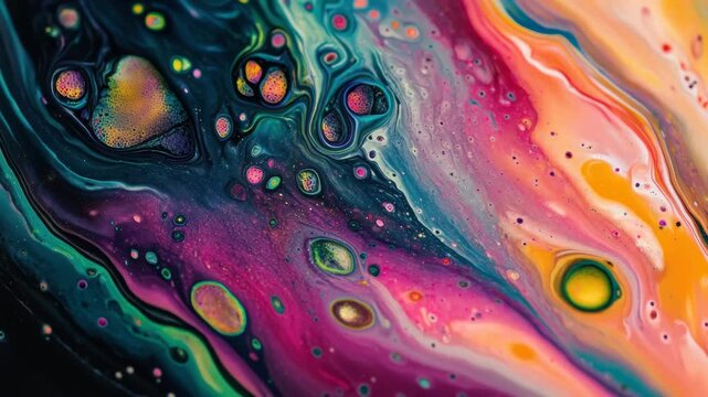 Swirling patterns of vibrant colors create an abstract artwork full of energy and life. The bold hues intermix, forming a stunning visual display that captivates the viewer.