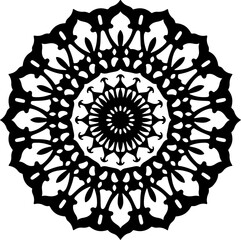 Symmetrical Decorative Mandala Pattern in Black and White