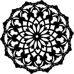 Symmetrical Decorative Mandala Pattern in Black and White