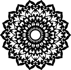 Symmetrical Decorative Mandala Pattern in Black and White