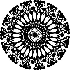 Symmetrical Decorative Mandala Pattern in Black and White
