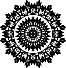 Symmetrical Decorative Mandala Pattern in Black and White