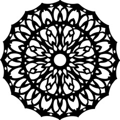 Symmetrical Decorative Mandala Pattern in Black and White