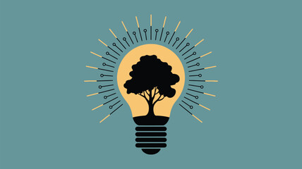 Empowering sustainability with innovative ideas featuring a tree inside a lightbulb, perfect for eco-friendly campaigns and green technology initiatives