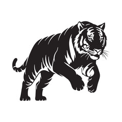 Silhouette of tiger isolated on white background