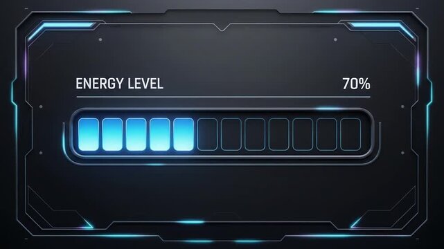 Futuristic Energy Loading Bar Animation Progressing from Initial to Final State