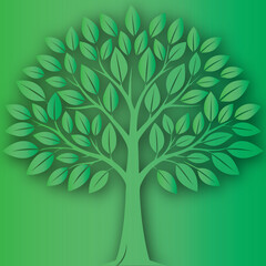 Green Tree Silhouette on a Gradient Background