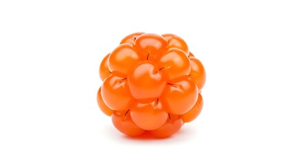 Single Cloudberry Fruit Isolated on White Background.