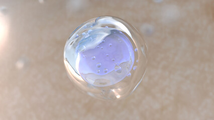 Drops of serum or vitamins restore the skin's inner layer, used as a background for 3D skin care products.