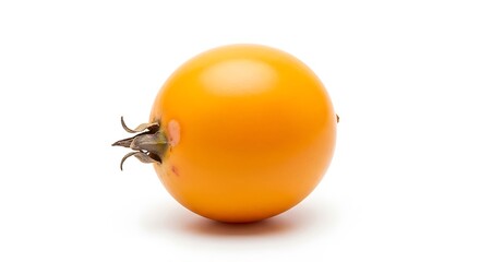 Single Ripe Orange Tomato Isolated on White Background.