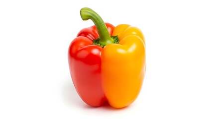 Vibrant Red and Orange Bell Pepper Isolated on White Background.