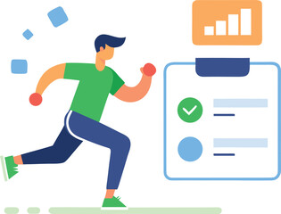 Person tracking fitness progress on a smart device