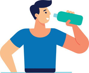 Man drinking protein shake after workout illustration