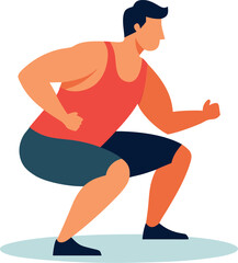 Fitness coach demonstrating proper squat form for exercise and training