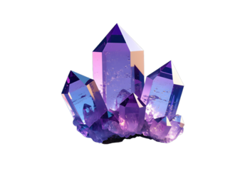 Glowing Purple Crystal Cluster with Sparkling Facets