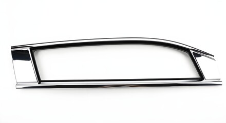 Title: Shiny Chrome Car Trim Piece with Curved Design