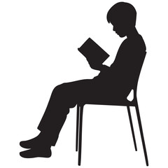 Fototapeta premium Engrossed in knowledge, a student finds solace in reading, a silhouette symbolizing learning, focus, and personal growth from a vector graphic