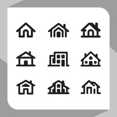 Fototapeta premium Diverse minimalist house and building vector icons collection