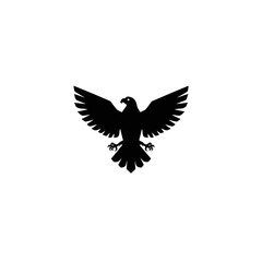 Naklejka premium Soaring eagle silhouette black bird against white background for design