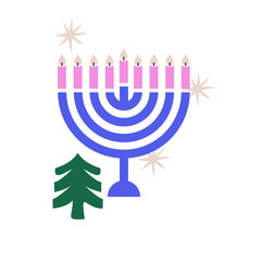 geometric Happy Holidays greeting for Christmas and Hanukkah. 