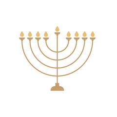 Hanukkah menorah and traditional icons in simple line minimal style. Jewish holiday chanukkah