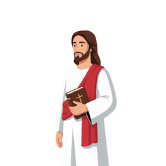 Jesus Holding Bible Red Robe PNG Spiritual Christian Faith Religious Messenger God Worship Clipart Savior Illustration Transparent Holy Lord
