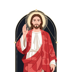 Jesus Blessing Art Divine Halo Red Robe PNG Transparent Christian God Savior Miracle Spiritual Religion Faith Illustration Prayer Messiah
