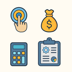 Set of icon business  with ERP system concept, representing business management and software solutions. Perfect for web, app, and business design. Vector