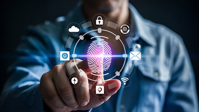 Businessman's hand pressing a virtual button on a digital screen for global business and network connection using future technology - Powered by Adobe