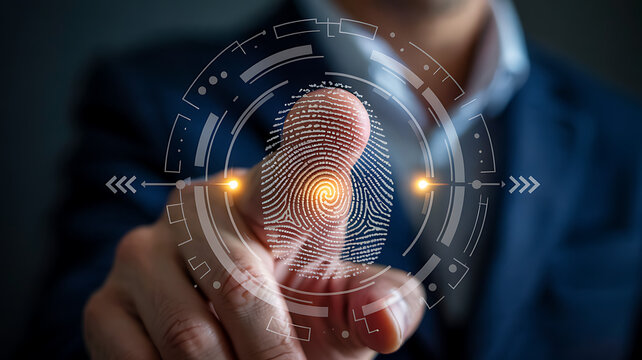 Business man holding a light bulb symbolizes a technology and business concept of a digital future