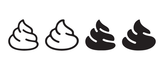 Obraz premium Poop Icon Set. Black and White Outline and Filled Style Graphics for Emoji, Humor, and UI Design.