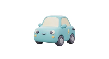 Cute Cartoon Car with Smiling Face on White Background.