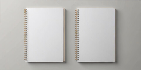 Two blank spiral notebooks are positioned next to each other on a neutral gray surface, inviting creativity and organization for school or personal use