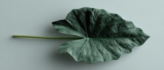 Large Detailed Leaf with Intricate Veins on Soft Light Background for Nature and Texture Themes