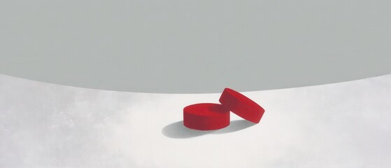 Two Simple Red Circles on a Subtle Gray Background for Minimalist Design Projects