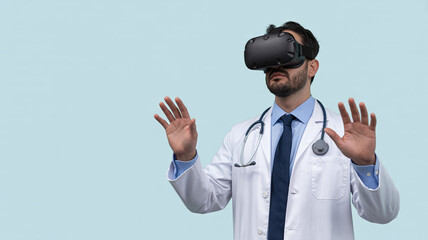 Doctor uses virtual reality headset for advanced medical training and innovation