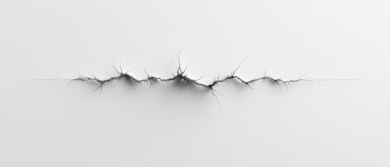 Cracked Wall Texture with Intricate Patterns and Subtle Shadows on a Clean White Background