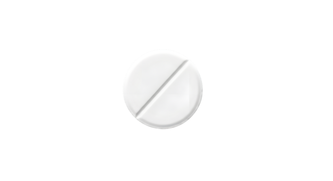 White oval pill with a dividing line isolated on transparent background