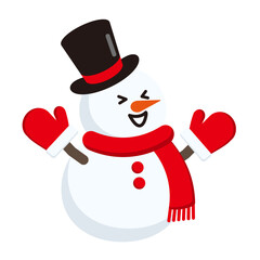 帽子をかぶった雪だるまのイラスト