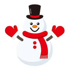 帽子をかぶった雪だるまのイラスト