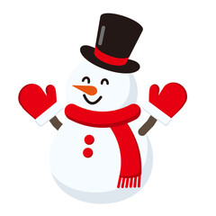 帽子をかぶった雪だるまのイラスト