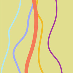 Abstract pastel waves in pink, yellow, and blue flow gracefully over a mint background. pastel lines abstract background