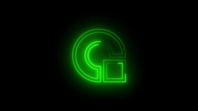 Bright Red Neon Abstract Letter G or Logo Shape Animation. Futuristic Tech Identity Reveal Loop. Minimalist Glowing Background Element.