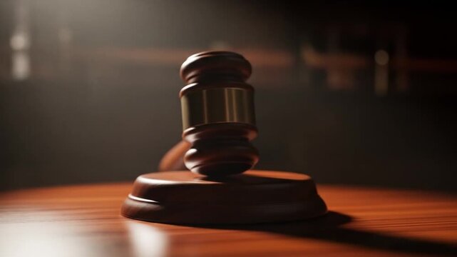 Dramatic Gavel Auction and Legal Proceedings Concept Render with Depth of Field