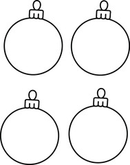 Fototapeta premium Four blank outline christmas ornaments for decoration and design