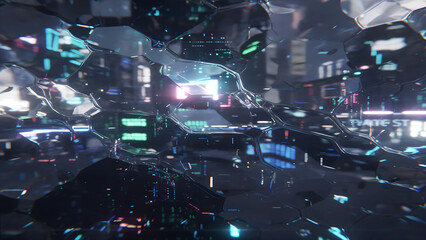 Futuristic Cybernetic Hexagonal Glass Abstract Background Interface