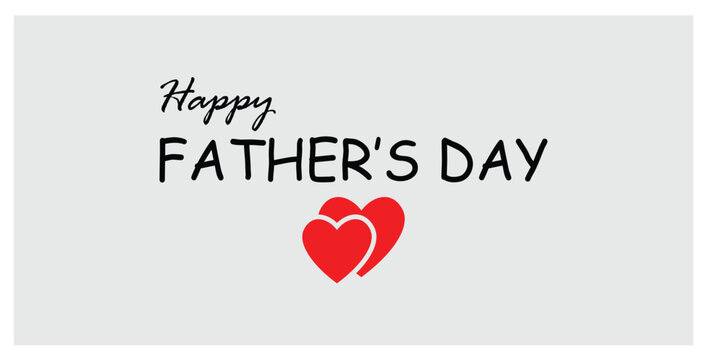Happy Father’s Day text with red hearts isolated on light background