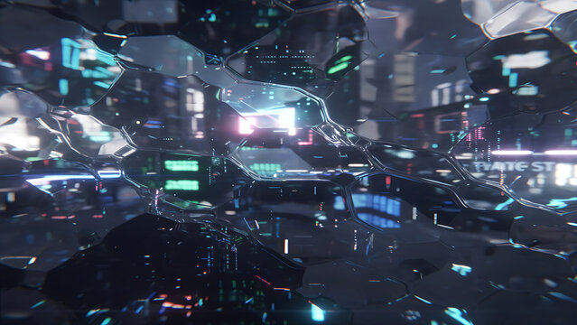 Futuristic Cybernetic Hexagonal Glass Abstract Background Interface