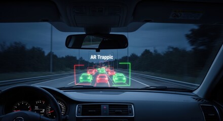 Driver s view of autonomous car s advanced driver assistance system at night
